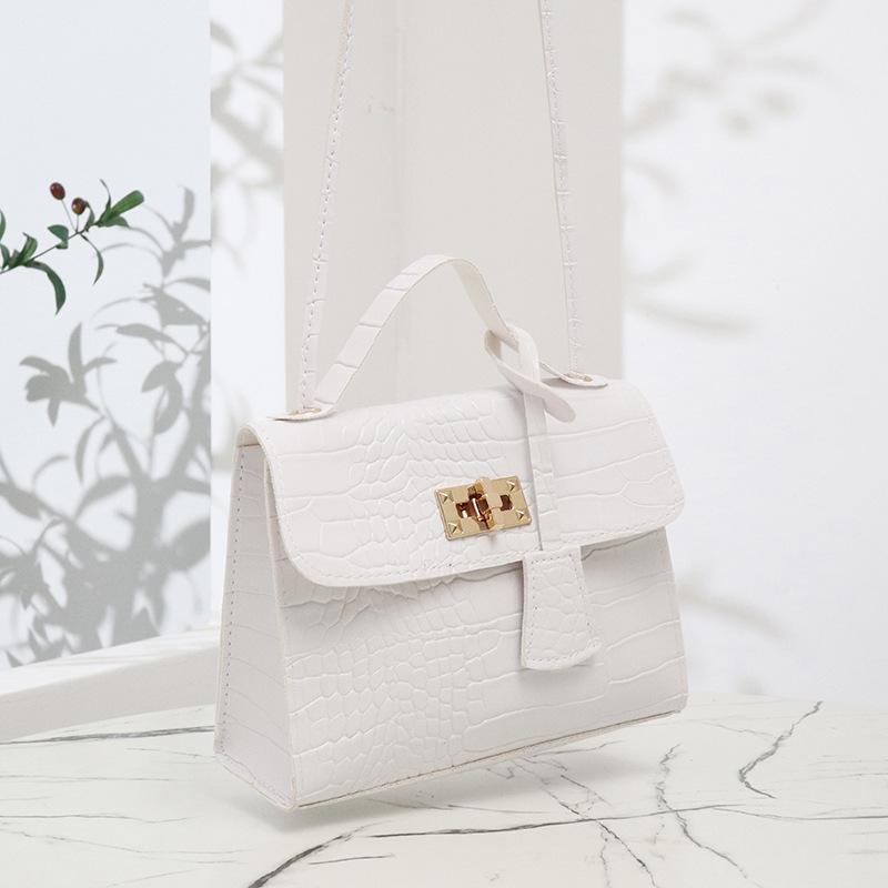 Versatile Trend Crocodile Pattern Shoulder Crossbody Small Square Bag Fringed Lock Women's Bag