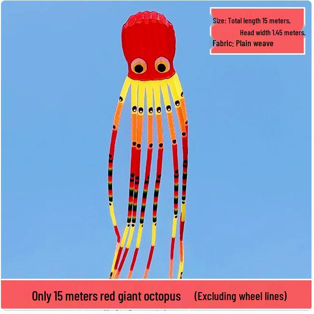 15-Meter 3D Soft Octopus Kite - Large Cylinder Design