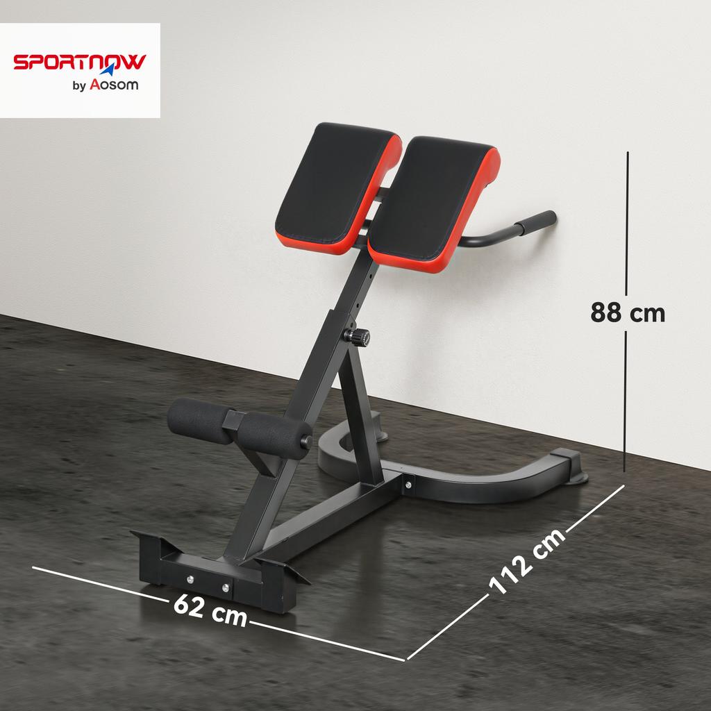45-Degree Hyperextension Roman Chair, 5-Level Adjustable Back Extension Bench, Heavy-Duty Home Gym Equipment, Red