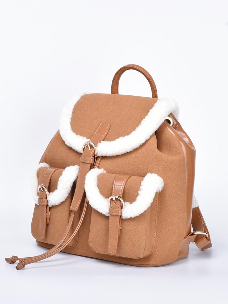 Rucsac de pluș de înaltă calitate pentru femei, iarna 2025: Stil colegial, Lux discret pentru călătorii și navetă