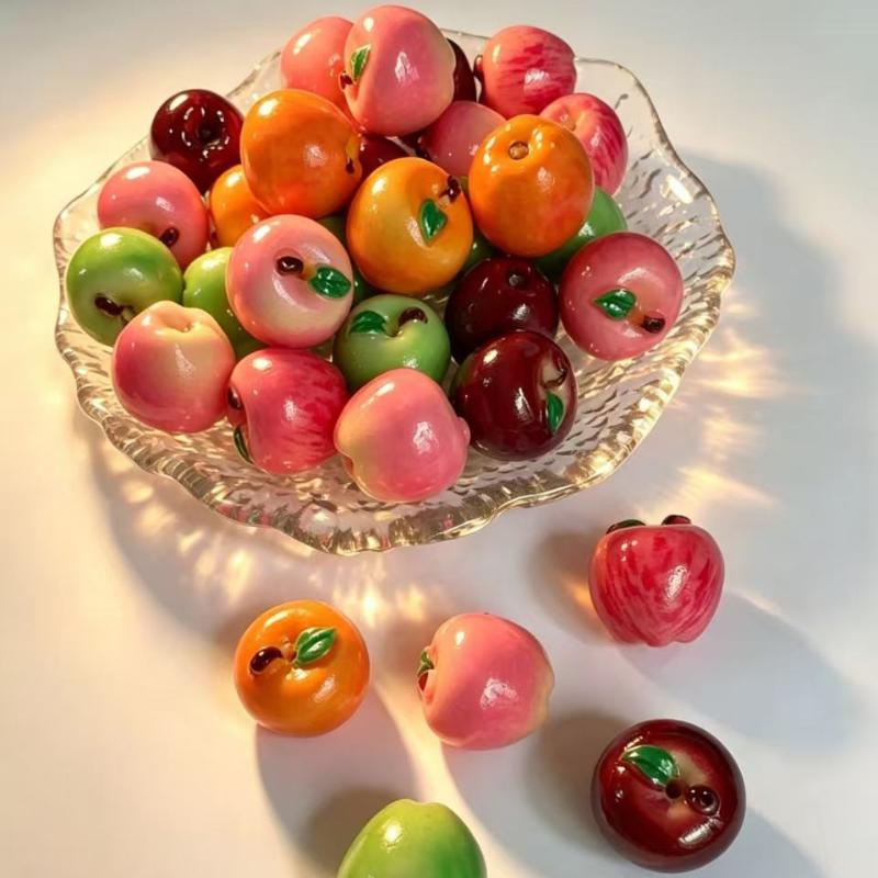Resin Mini Fake Fruit Pendants 5Pcs Realistic Simulation Ornaments for DIY Greeting Card Decor Craft Making Supplies