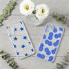 Blue Minimalist Print Phone Case For Samsung S25,S24,S21,S22,S23,S30,Ultra,Plus,5G,Transparent Cover