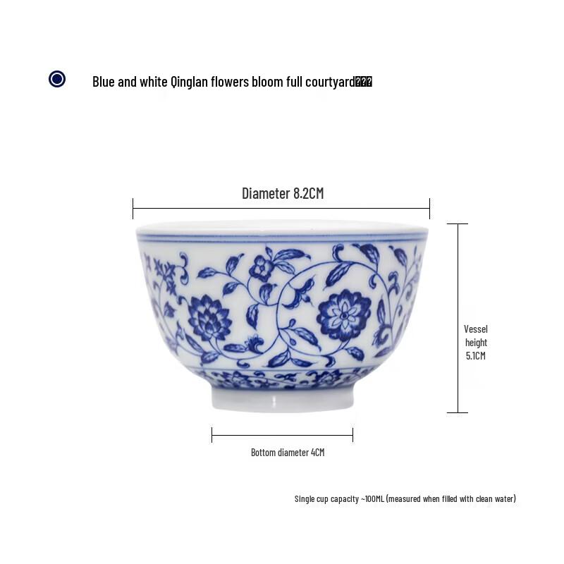 Cheng Dexuan Jingdezhen Hand-painted Blue & White Lotus Ceramic Tea Cup