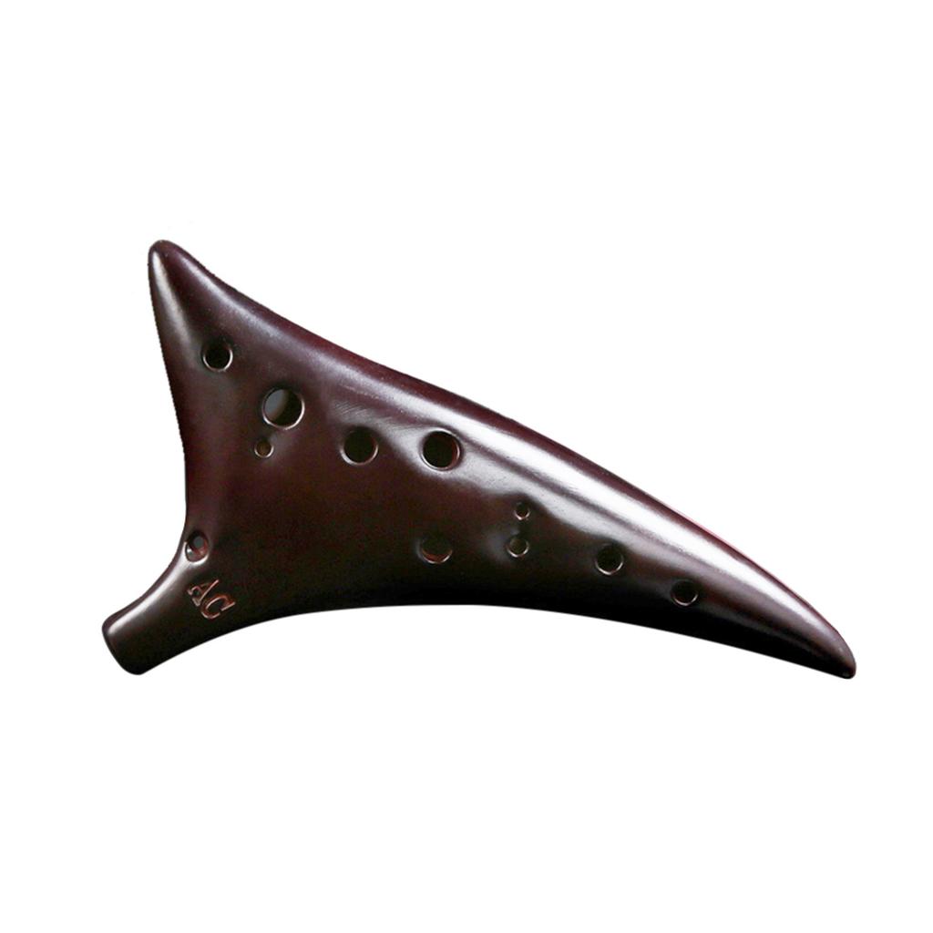 12 Holes Warped Tail Ceramic Ocarina Alto C Hand Painted Musical Instrument with Lanyard Music Score Protective Bag For