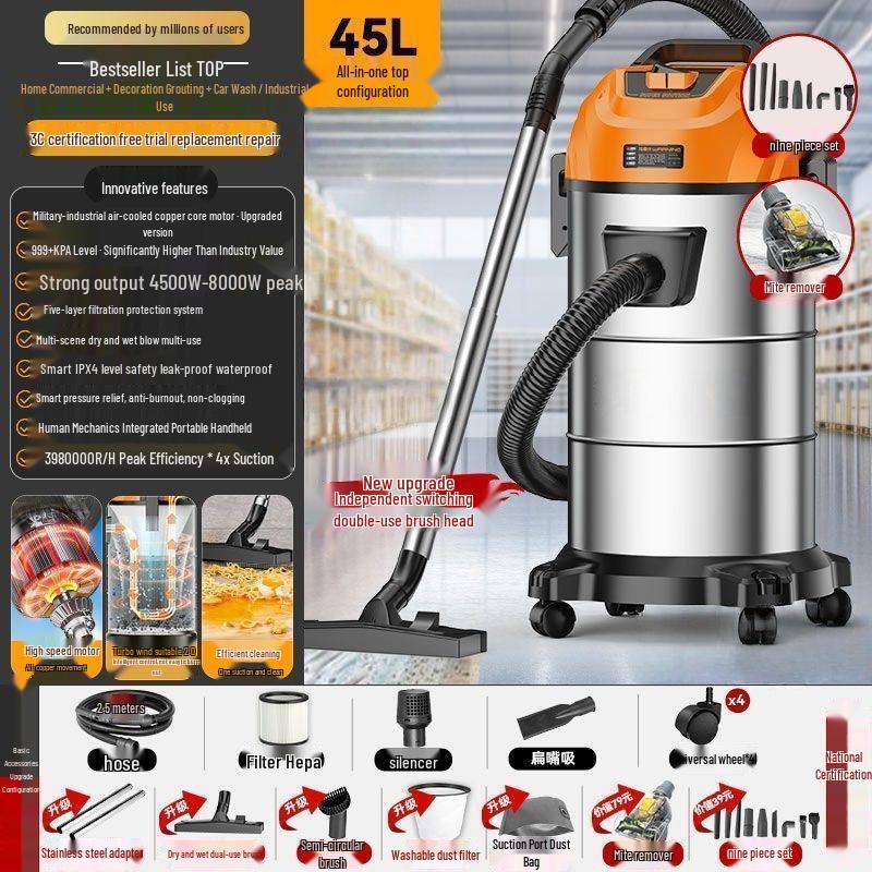 High-Power Home & Car Vacuum: Industrial Suction for Floors, Carpets, Renovations, and Grouting