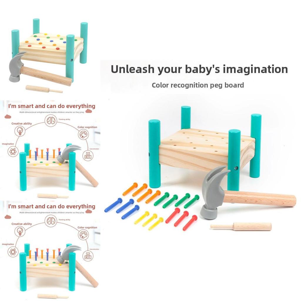 Wooden Hammering Bench For Toddlers With Colorful Design For Handeye Coordination Learning