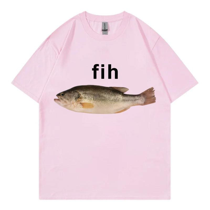 Funny Fih Fish Meme Tshirt High Quality Fashion Short Sleeve T Shirts Unisex Women Casual Loose Cotton Tshirts Summer Streetwear