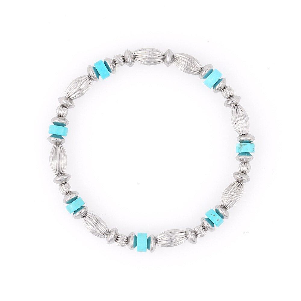 [Jbans Classic] Blue Point Ring Metal Ball Mix Bead Bracelet (C2501Ac1257_Sv)