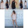 European Style Loose Fit Sleeveless Cotton T Shirt With Lace Splicing For Casual Women