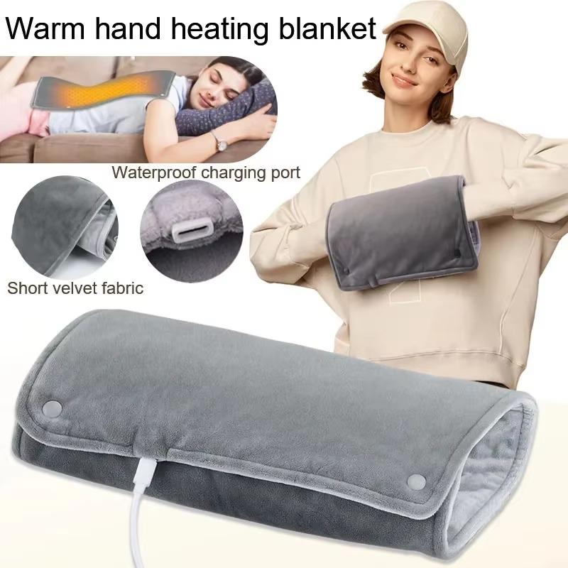 1 Set Short Velvet Fabric Warm Hands And Legs Shawl Usb Thermostatic Hand Warmer For Winter Office And Home Use Heating Blanket