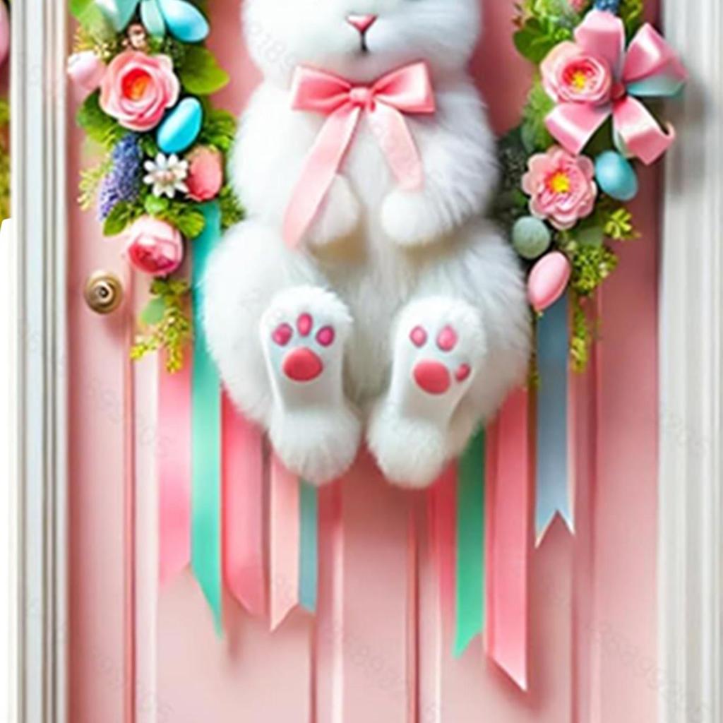 Easter Bunny Egg Door Cover Cute Happy Spring Home Decor Easter Door Decorations for Thanksgiving Birthday Party Offices Home