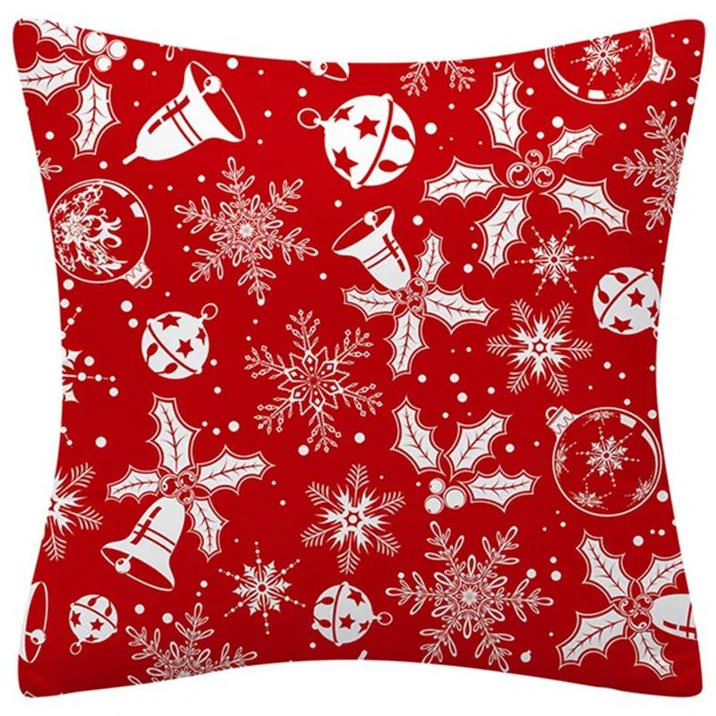 Happy New Year Christmas Decoration Print Pattern Cushion Cover Home Living Room Sofa Square Pillow
