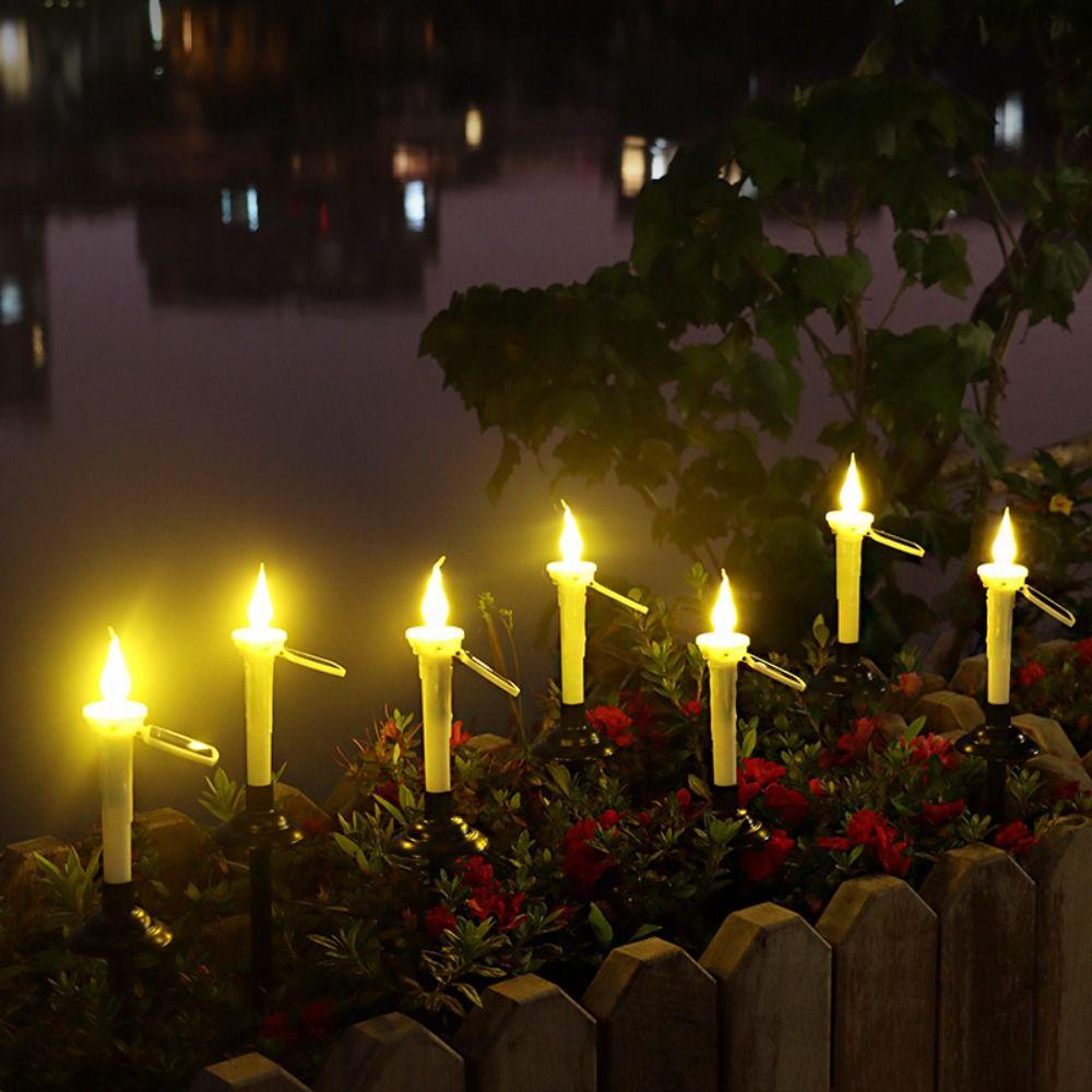 Wasserdichte Solar-Kerzenlicht Flammellos Mit Kerzenständern Halterungen Solar-Gartenlicht LED-Kerzen Doppeltzweck