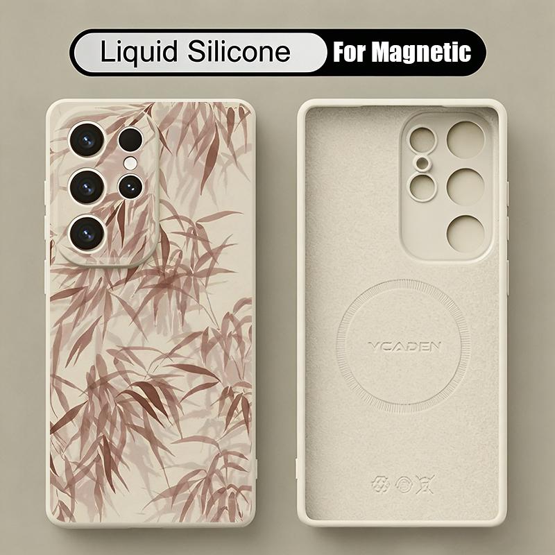 Cartoon Flowers Print Case For Samsung Galaxy S26 S25 Ultra S24 Plus S23 S22 Ultra Magnetic For Magsafe Liquid Silicone Cover