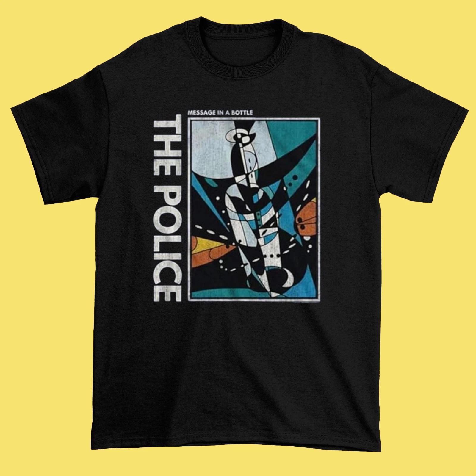 Message in A Bottle The Police Full size black Shirt Gift Fans Shirt B341 XL