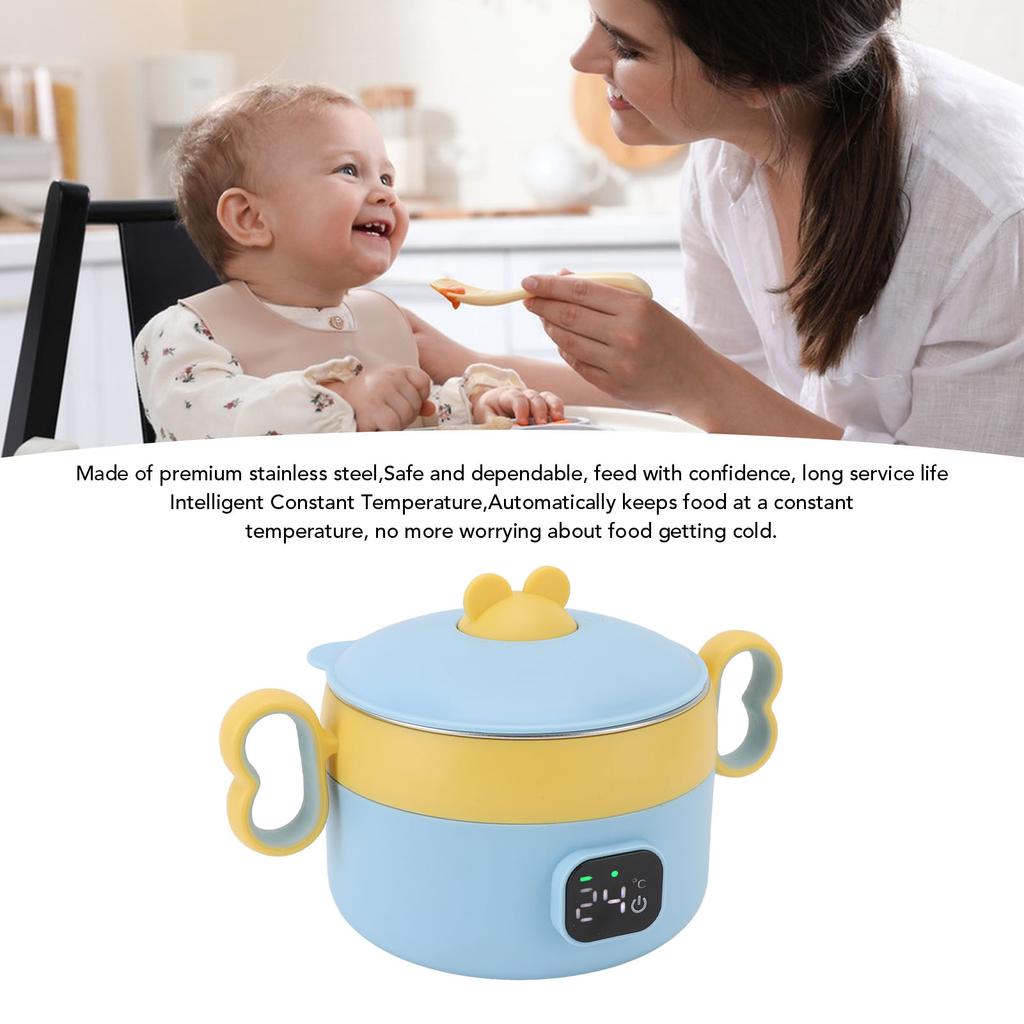 Insulated Food Warmer Bowl Stainless Steel Automatic Constant Temperature USB Rechargeable Electric Heating Lunch Box for Home Travel