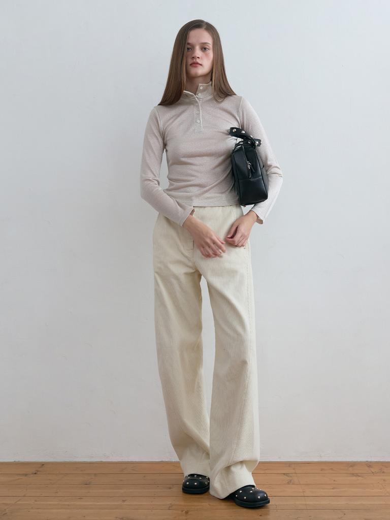 KIJUN Curved Seam Corduroy Pants Ivory