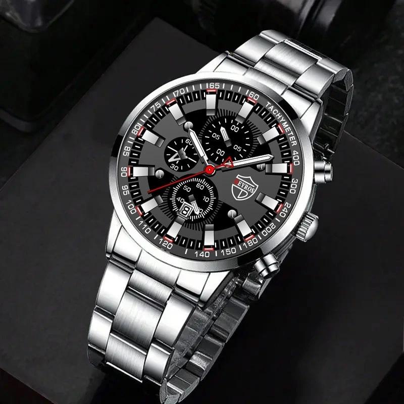 2pcs/set, 1pc Fashion Men's Luxury Business Quartz Watch & 1pc Men's Bracelet with , Men's Gifts