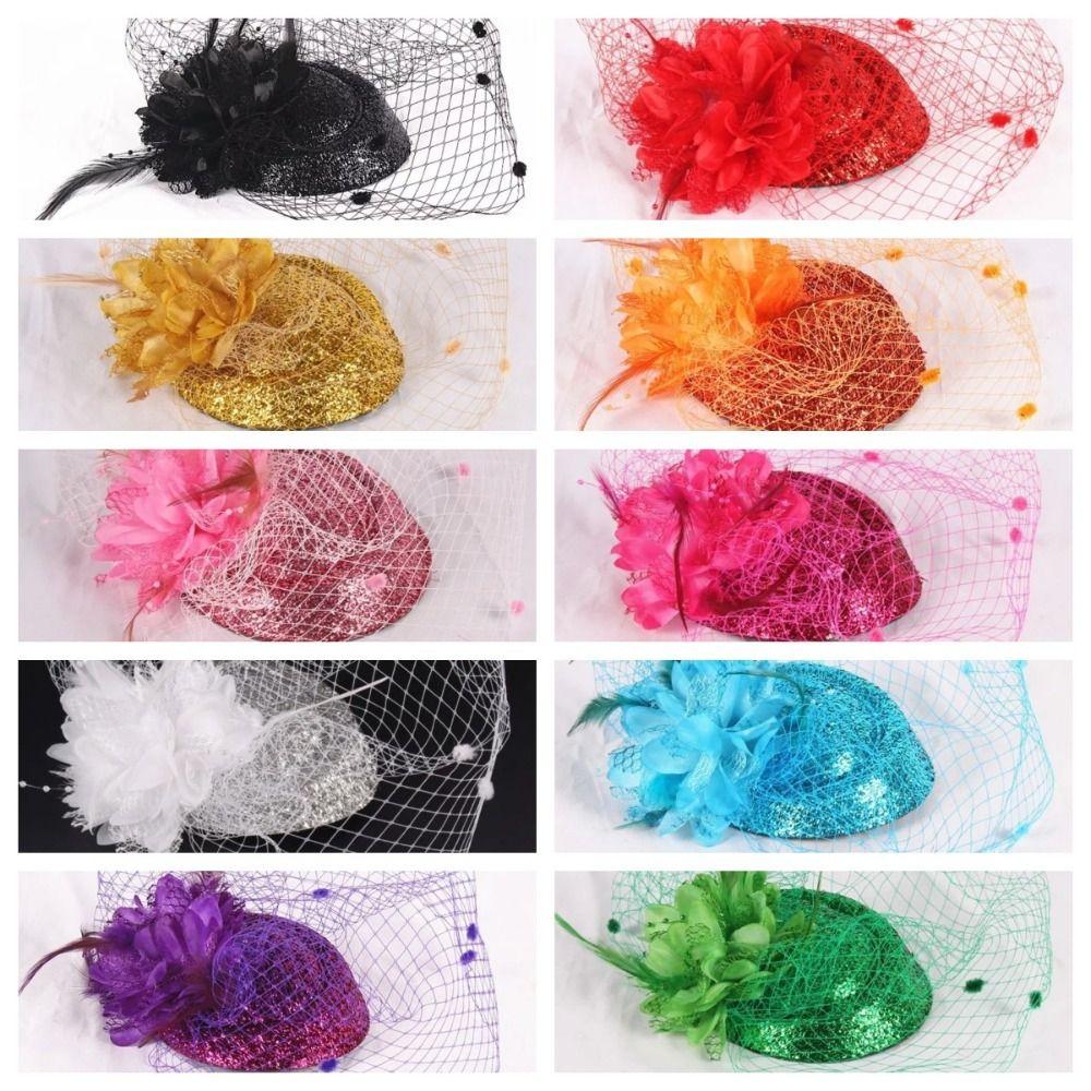 Solid Color Bridal Headdress Wave Point Hair Clip Hat Temperament Small Top Hat Women