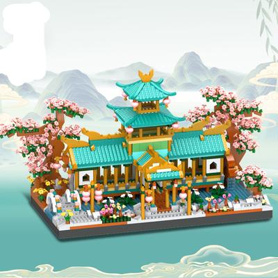 2350PCS Marriage Peach Tree House Building Blocks Ancient Architecture Mini Bricks Assemble Toys Kids Christmas Gifts