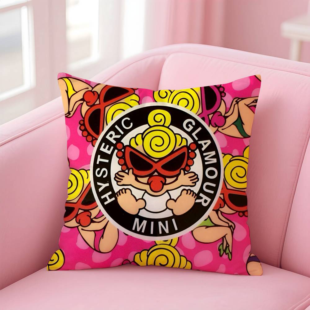 Luxury Japan Fashion H-Hysteric M-Mini Pillow Case Anti-Dustmite Pillowcase Invisible Zipper Silky Short Plush Sofa Cushion Cove