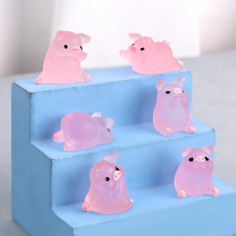 6 Stück niedliche Cartoon-Schwein-Auto-Ornamente, Auto-Innendekoration, Dekorationszubehör