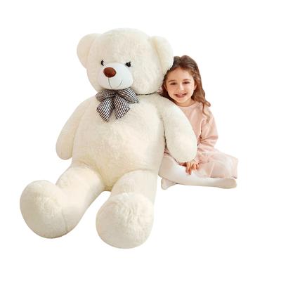 Amoiz 100cm Plush Bear, Cute BearHugging PillowSewn Bear WrapGiftEventCelebrationFluffy Soft Plush Toy (White)