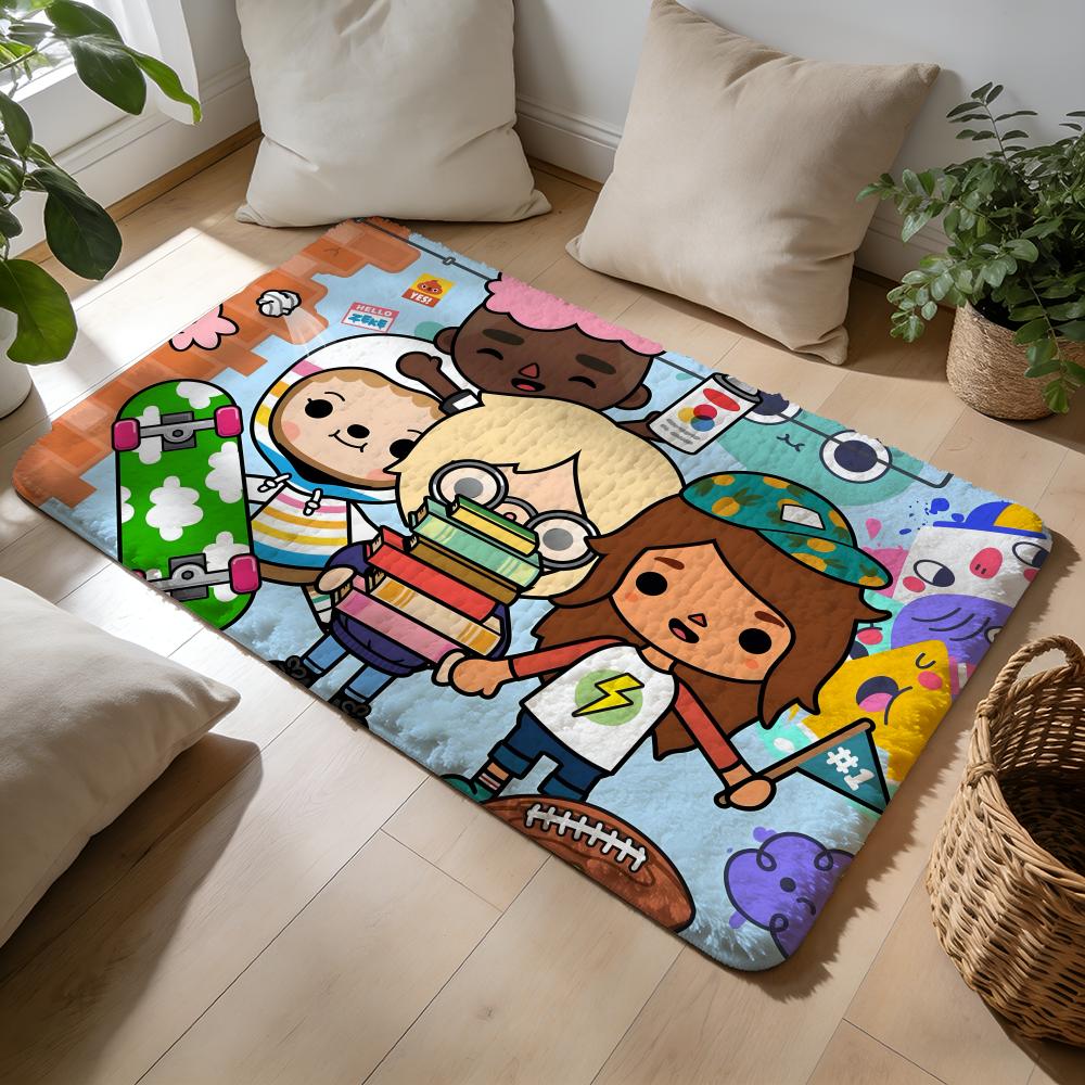 Toca LLife World Game Floor Mat Soft Flannel Absorbent Mat Non-Slip Rug Home Bedroom Bathroom