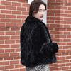 Moda de alta calidad Otoño Invierno nuevo estampado abrigo de felpa piel de oveja femenina esquilando una lana