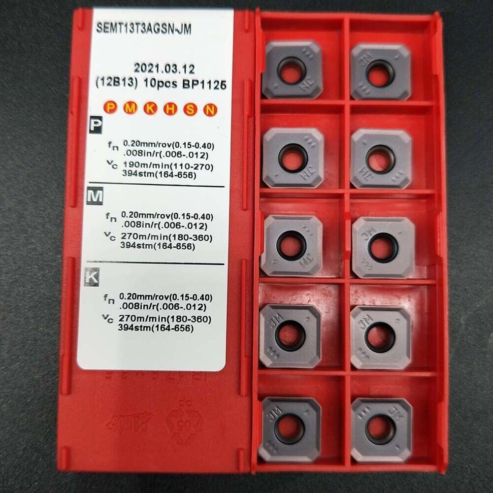 10PCS SEMT13T3AGSN-JM BP1125 Indexable CNC Carbide Milling Insert for P/M/K