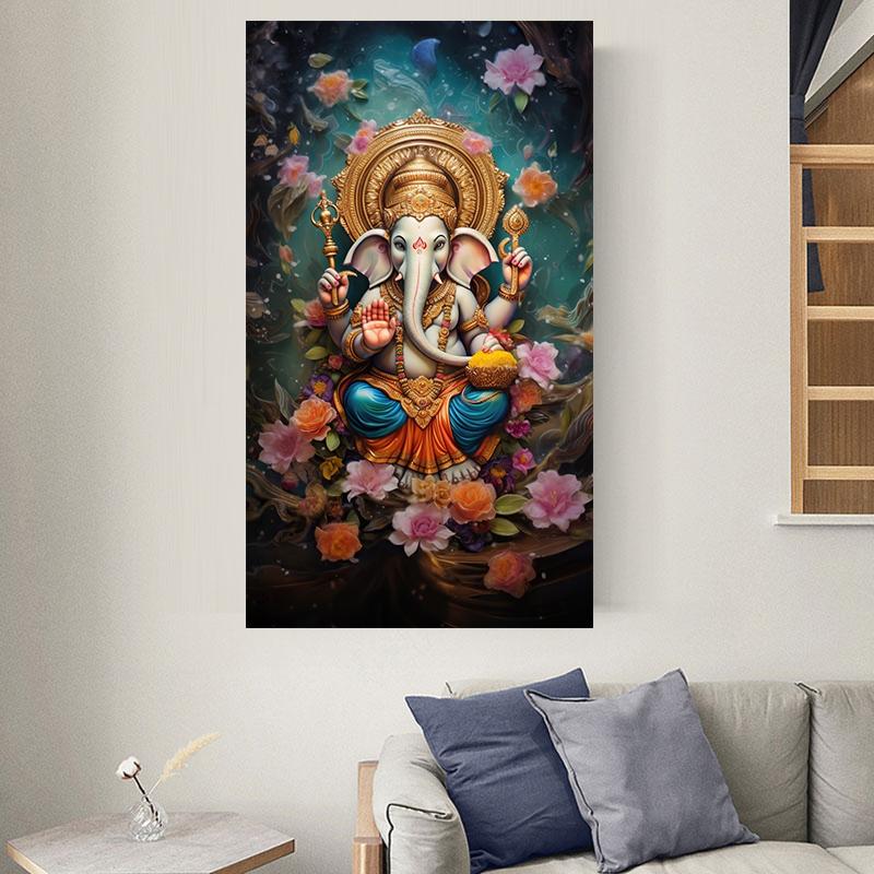 Hinduismus Ganesha Leinwand Malerei Religiöse Elefant Gott Druck Poster Wand Kunst Veranda Hause Dekoration Cuadros Kein Rahmen