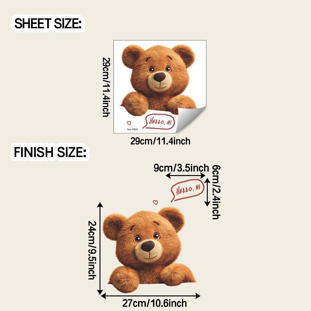 Cartoon Cute Greeting Teddy Bear Bedroom Decoration Wall Sticker for Children's Room