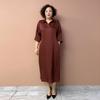 Women’s Silk Dress Summer Lapel Plus-size Dress Solid Color Soft Skin-friendly Breathable Silk Long Dress