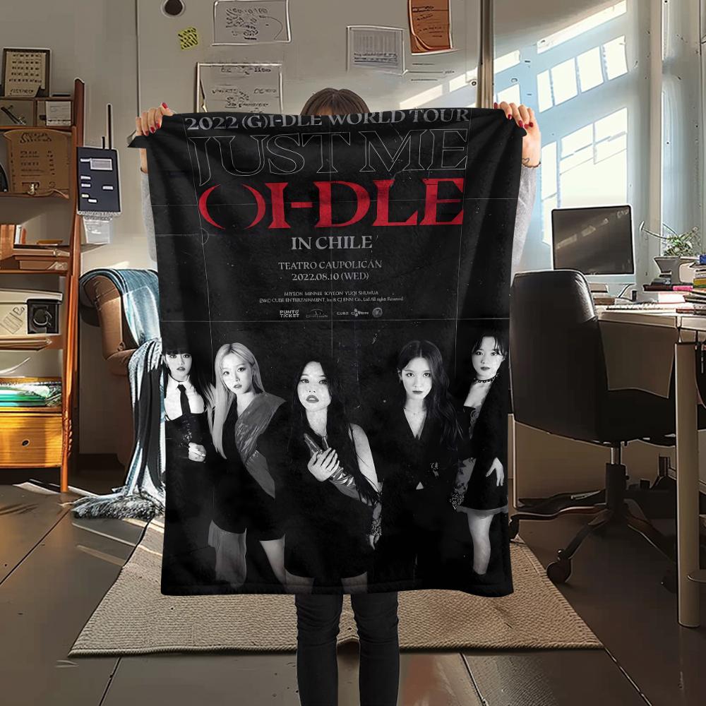1Pc Gidle Print Flannel Blanket, High quality Comfortable for All Seasons, Home Decor, Warmth and Comfort, Perfect for Gifts