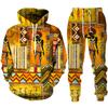 Frühling Herbst Afrikanischer Stil 3D Druck Trainingsanzug Set Mann Frau Hoodie + Hose 2-teilige Sets Dashiki Ethnisch Lässig Pullover Streetwear
