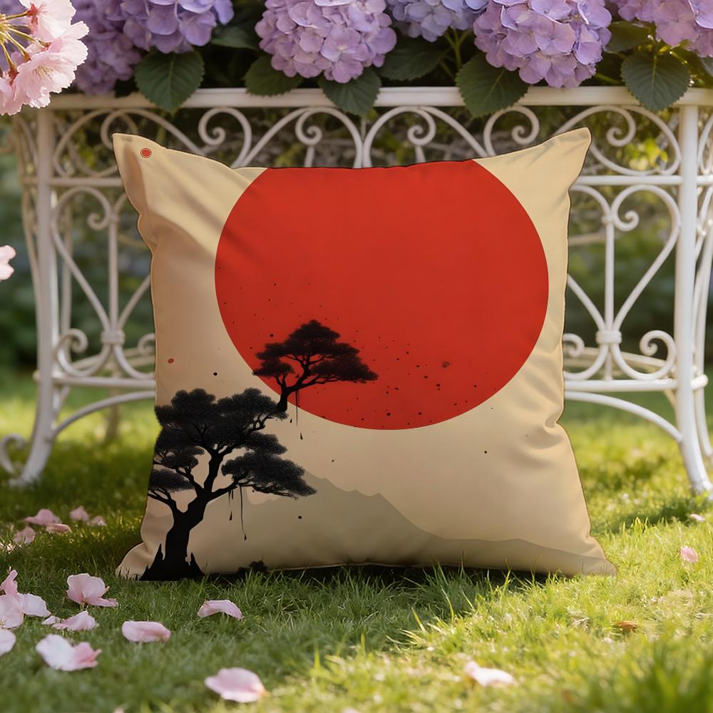 Chinese Ink Painting Style Cushion Cover Home & Car Dual-Scene Pillow Cover: Reversible for Premium Comfort