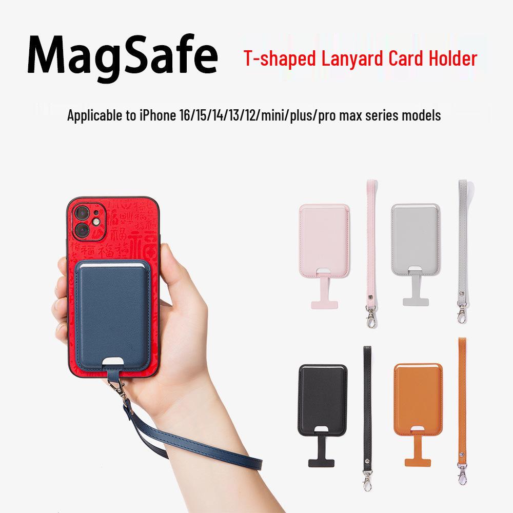 MagSafe Magnetic PU Leather Card Holder Lanyard for iPhone 6