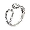 Adjustable Sterling Snake Texture Ring Women Men Vintage Geometric Statement Jewelry