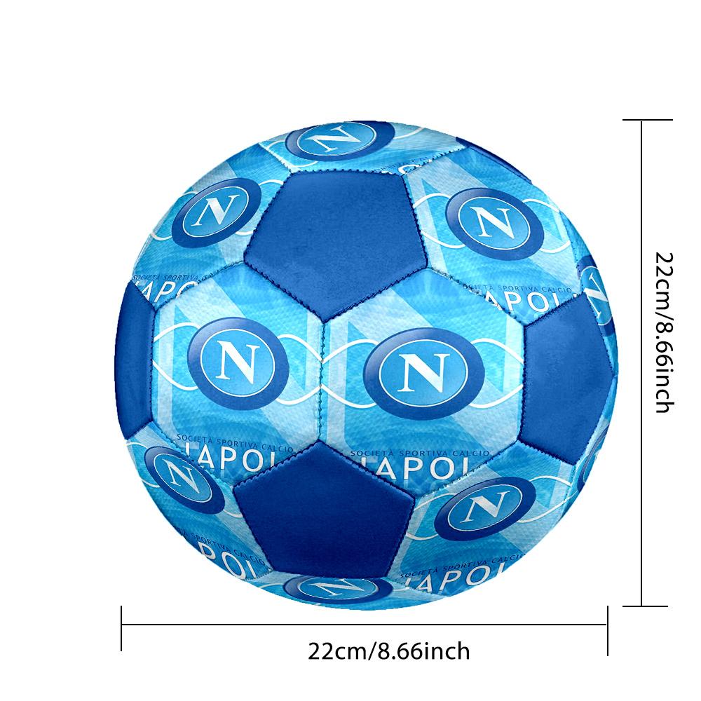 Pallone Calcio a 5 Napoli FC Colorato Per Tutte le Età Misura 5 Cucito a Macchina PVC Pronto per la Competizione Resistente Alto Rimbalzo