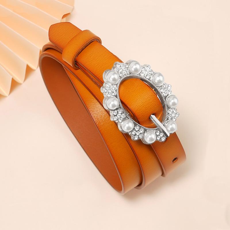 

Новое платье с поясом Круглая пряжка Инкрустация жемчугом и стразами Пояс Женский Декоративный Повседневный Пояс 105cm