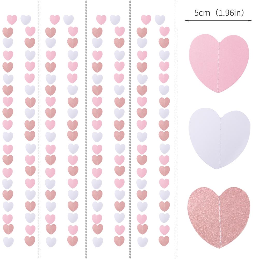 

4m Red Pink Heart Love Shape String Valentines Day Decoration Garland Wedding Anniversary Home Wall Hanging Paper Streamer