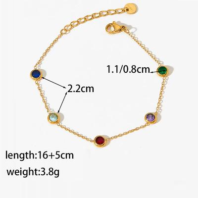 Colorful Round Cubic Zirconia Stainless Steel Bracelets for Women Exquisite Minimalist Lady Wrist Bracelet Bangle Jewelry Gifts