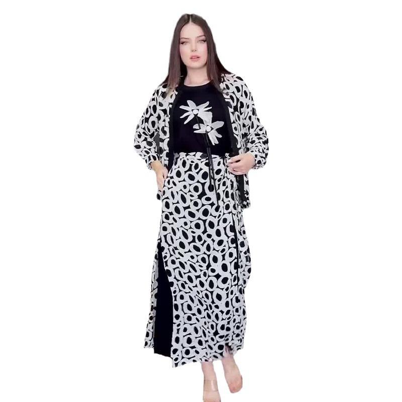 2024 Autumn Women's Fashion Print Casual Top and Skirt/Pants Set