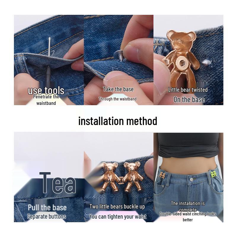 Screw-On Waist Cincher: Double-Buckle, No-Sew Button for Tightening Oversized Jeans