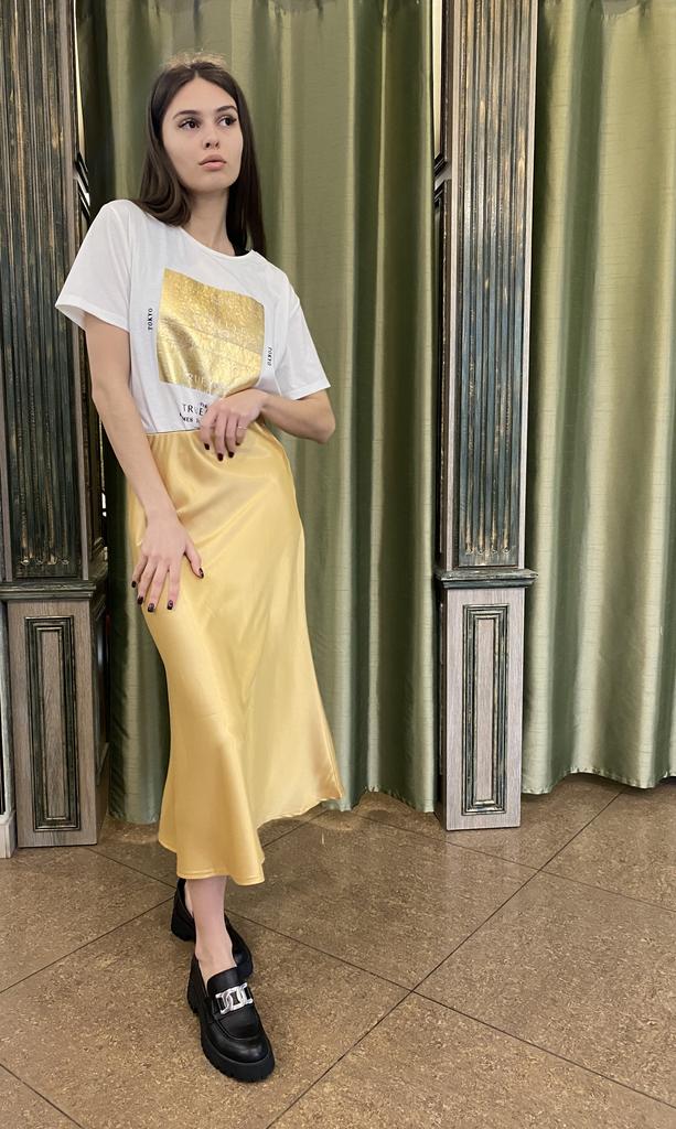 Satin Skirt MZR 20470 S Golden Color