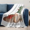 Tuniu Merry Christmas Watercolor Fleece Blanket for Sofa Bed Room Decoration Gift Idea Cute Santa Bear Cartoon Design