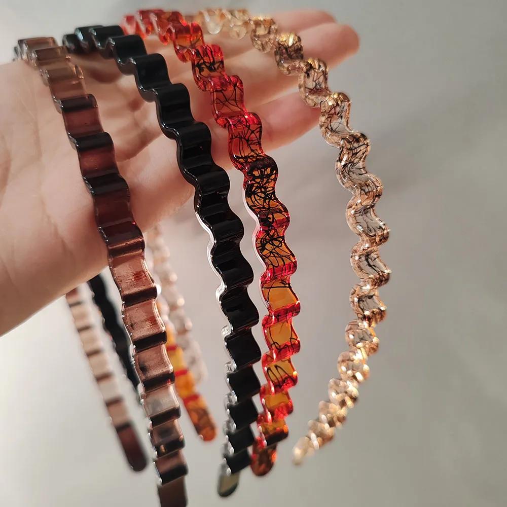 Fashion Wave Black Unisex Bezel Hairbands Headbands for Women Men Girls Vintage Hoop for Washface Tool Hair Bands Accessories