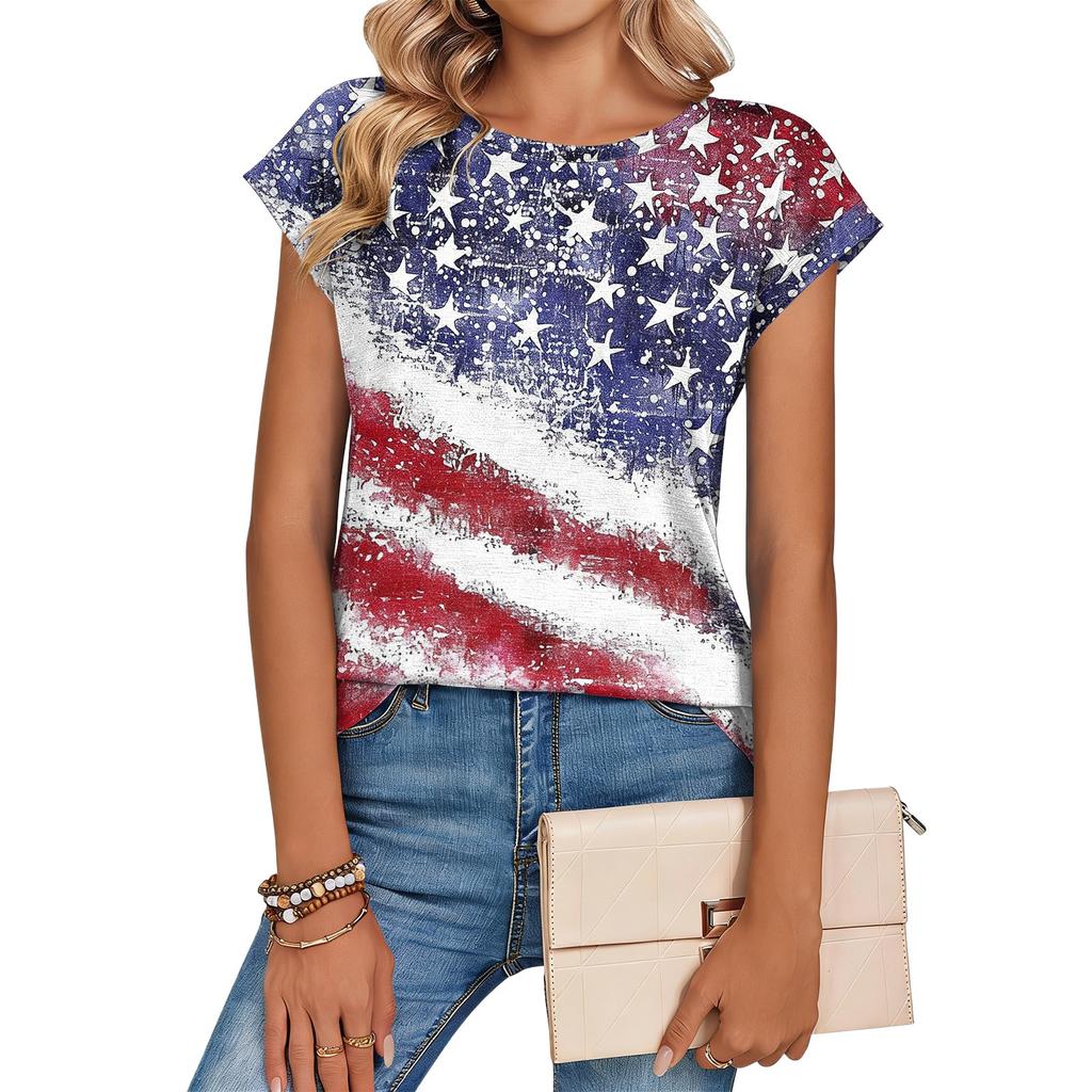 Women's Loose-Fit Fashionable Casual Retro Print T-Shirt