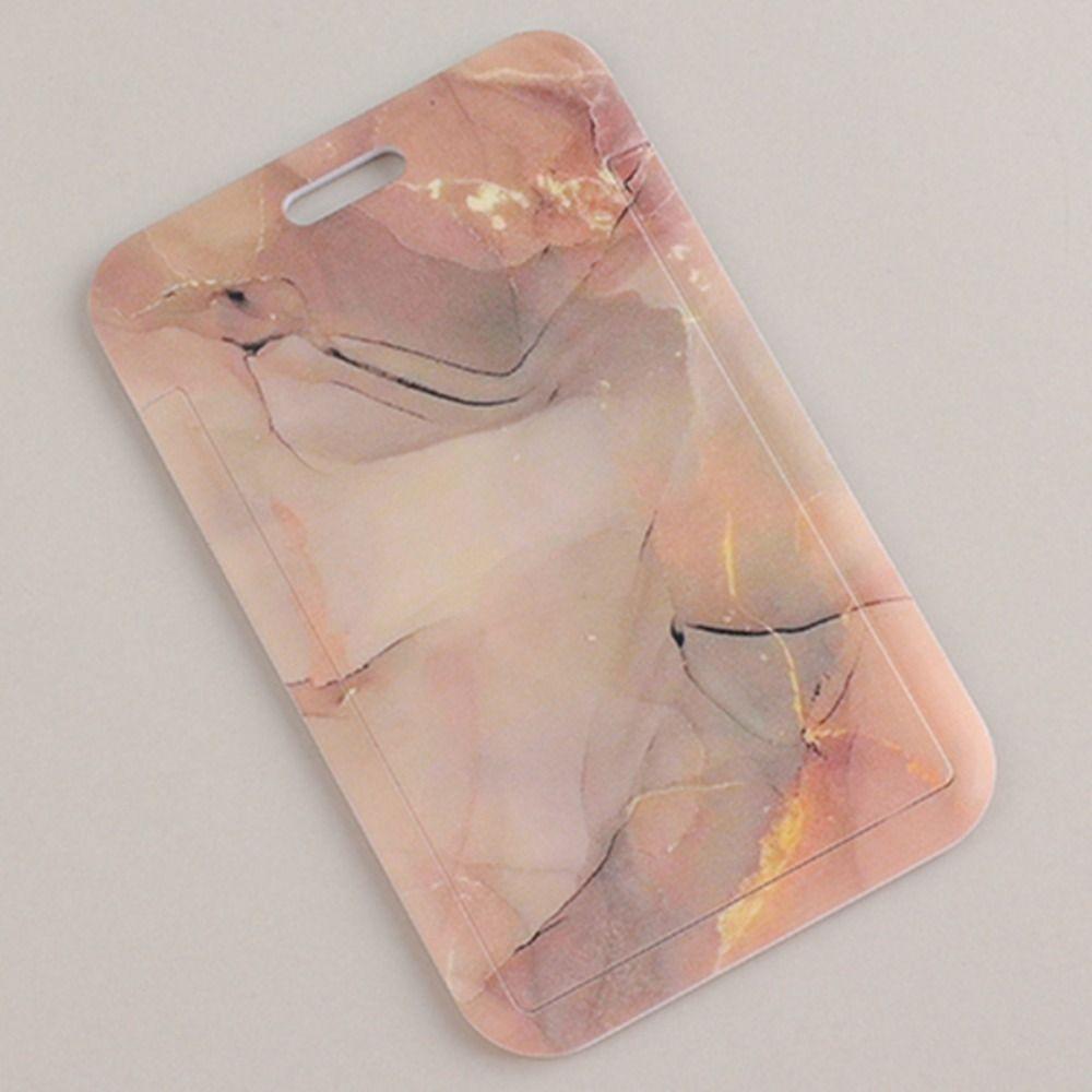 Fashion Marble Work ID Card Holder ID Name Tag Students Girls Bus Pass Access Card Cover Case Badge Holder Bank ID Holders With Retractable Lanyards