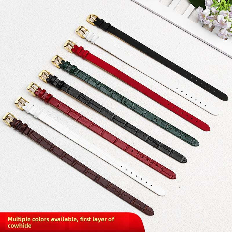 6mm 8mm 10mm A Long Fashion Leather Bracelet For Jewelry Women's Silk Crocodile Pattern Cowhide Jade Watch Strap Wristband+tools